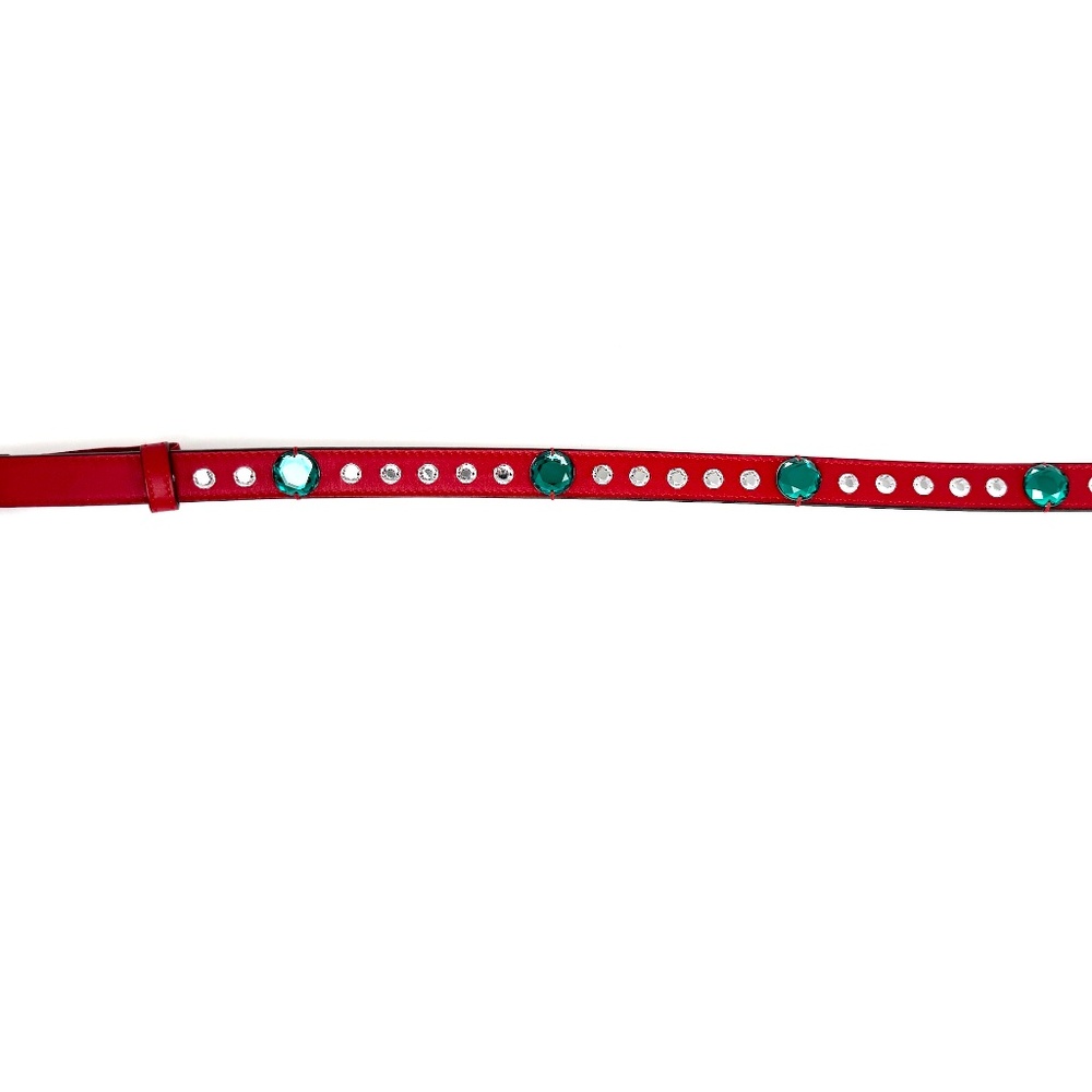 GUCCI GG Red Crystal Embellished Skinny Leather Belt 100 40 - Picture 7 of 13